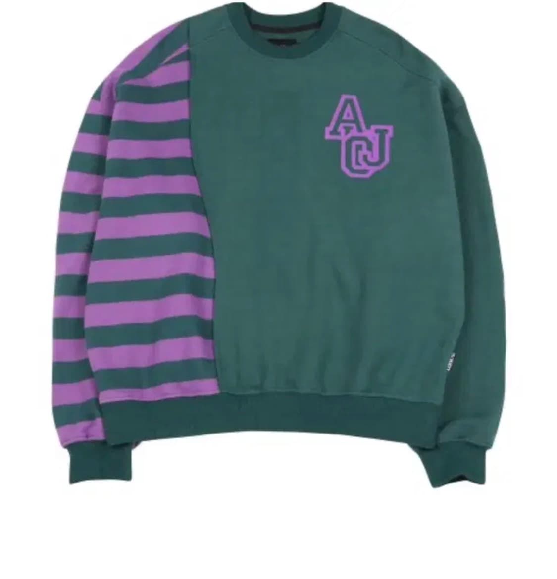 아조바이아조 투폴드 스트라이프 맨투맨 그린퍼플 상품이미지3