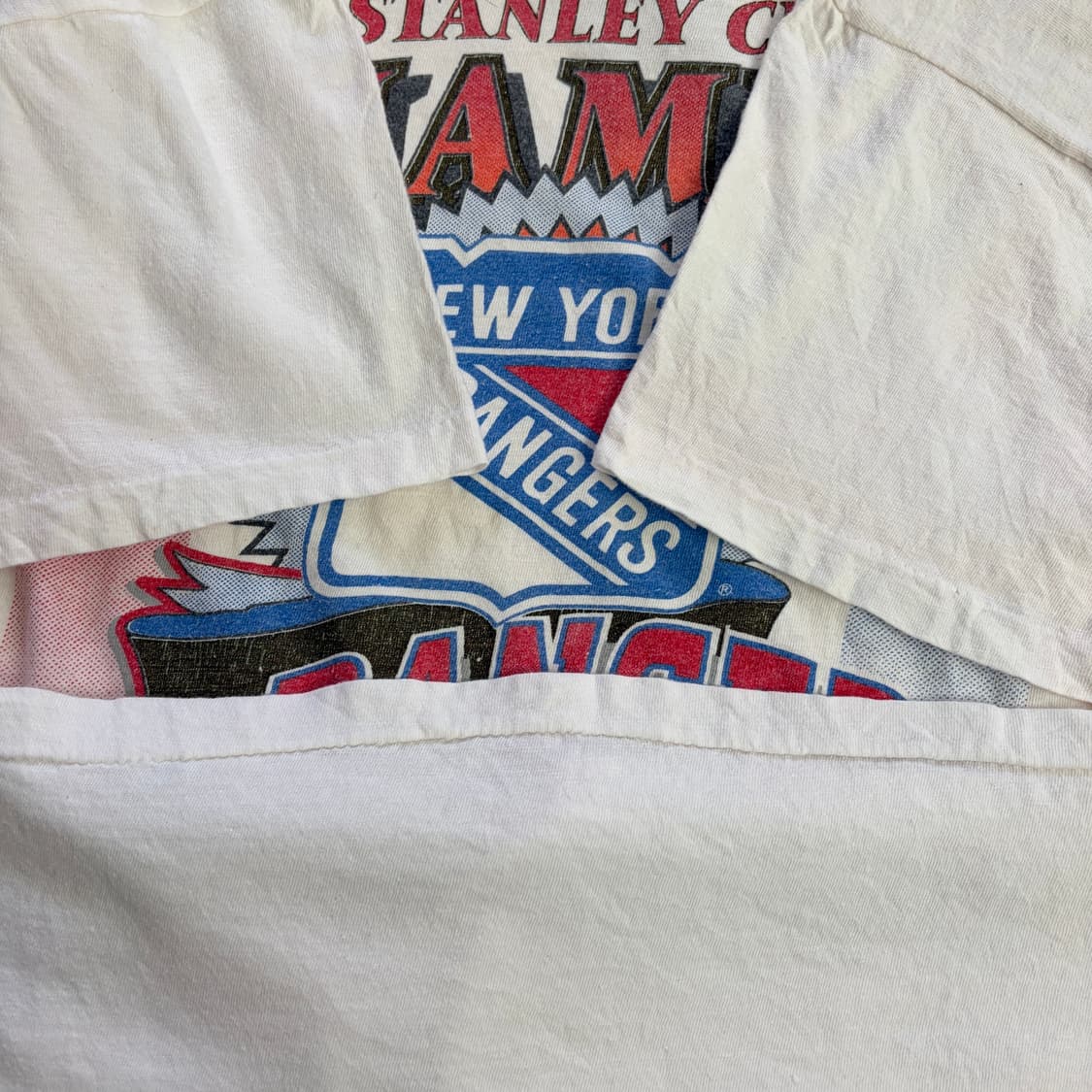 90s USA 스텐리 컵 뉴욕 레인저스 기념 반팔티 L 상품이미지5