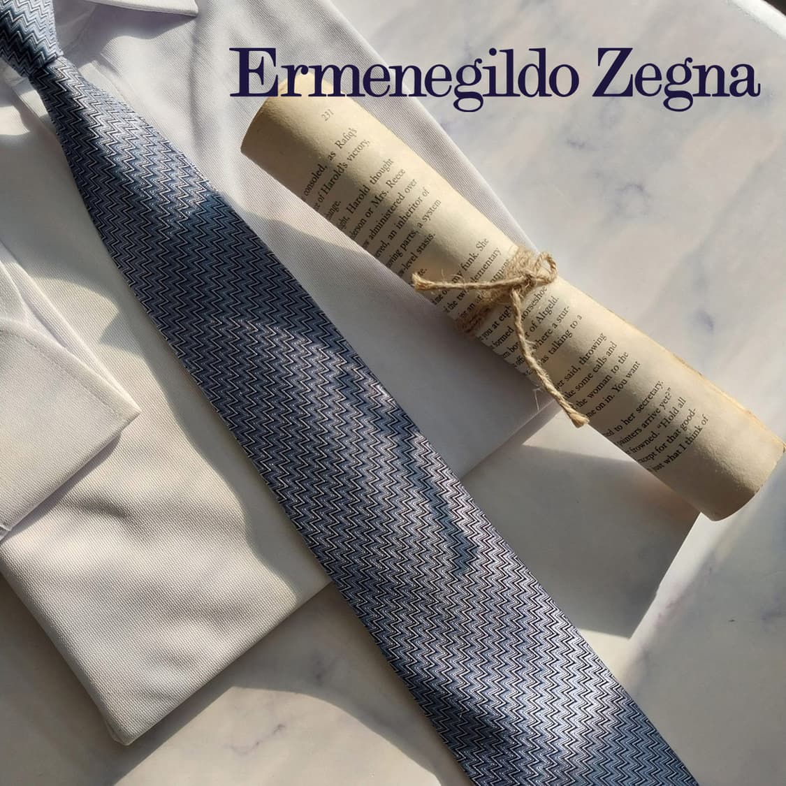 에르메네질도 제냐 실크 블루 헤링본 넥타이 8.4cm A+등급 K1886 상품이미지1