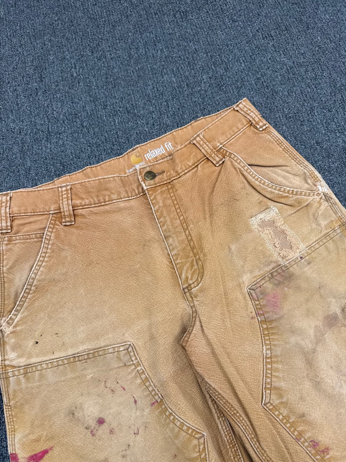 34)칼하트 빈티지 베이지 더블니 워크팬츠 상품이미지3