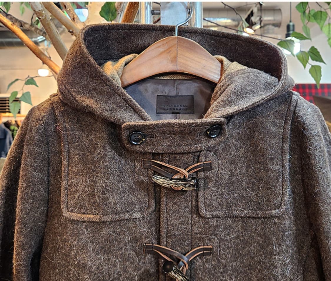 유니버셜 랭귀지 울 모헤어 알파카 블렌드 더플 후드 숏 코트 상품이미지2