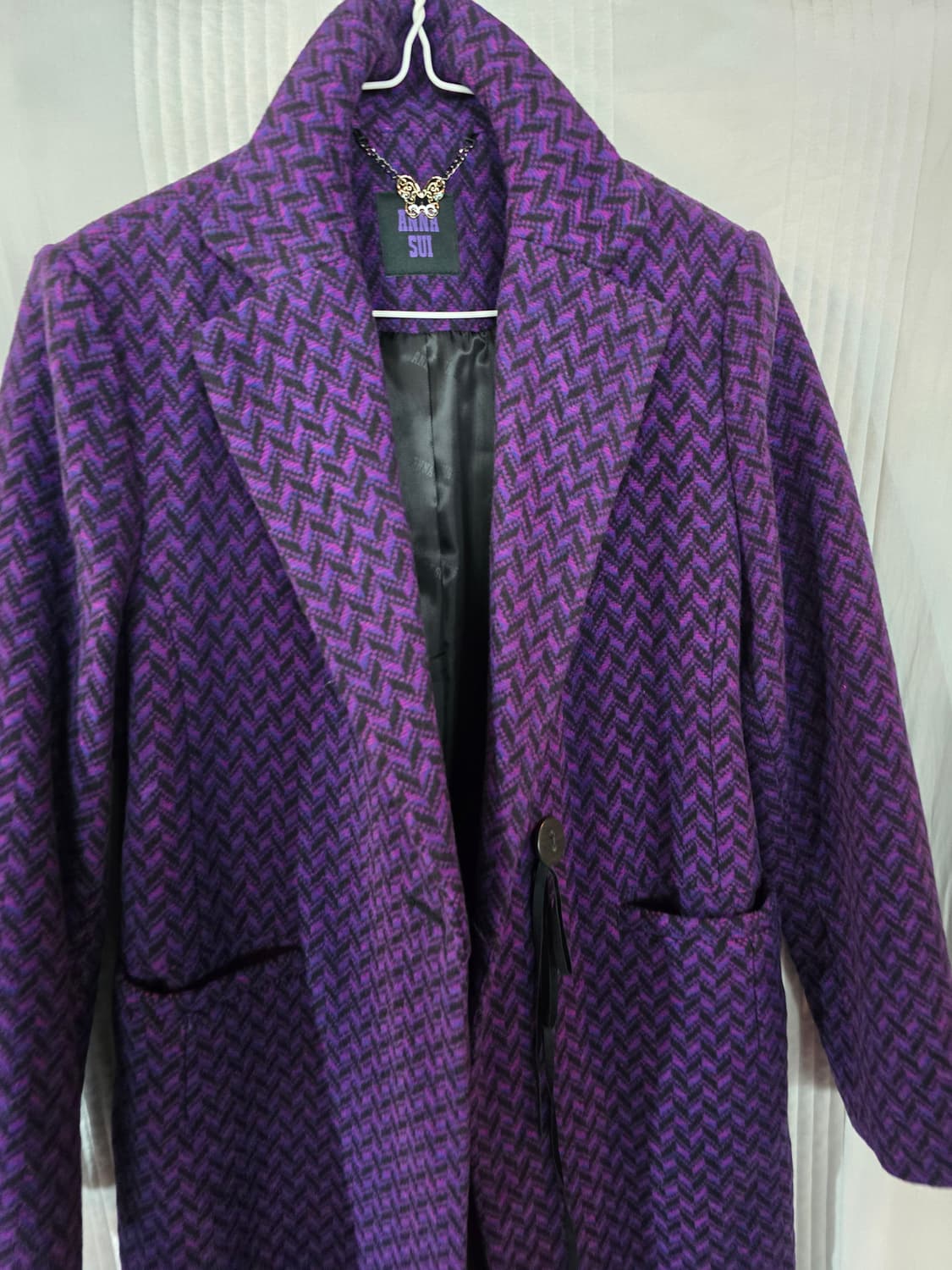 안나수이 퍼플 헤링본 패턴 코트 상품이미지1