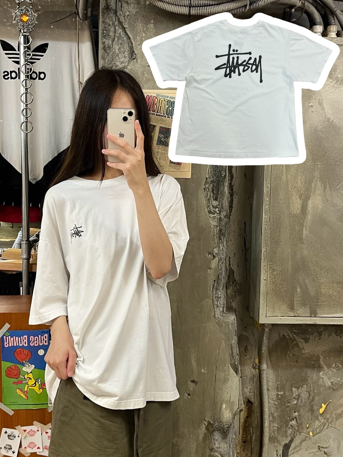 스투시 백로고 반팔티 화이트 L #csz406 상품이미지1