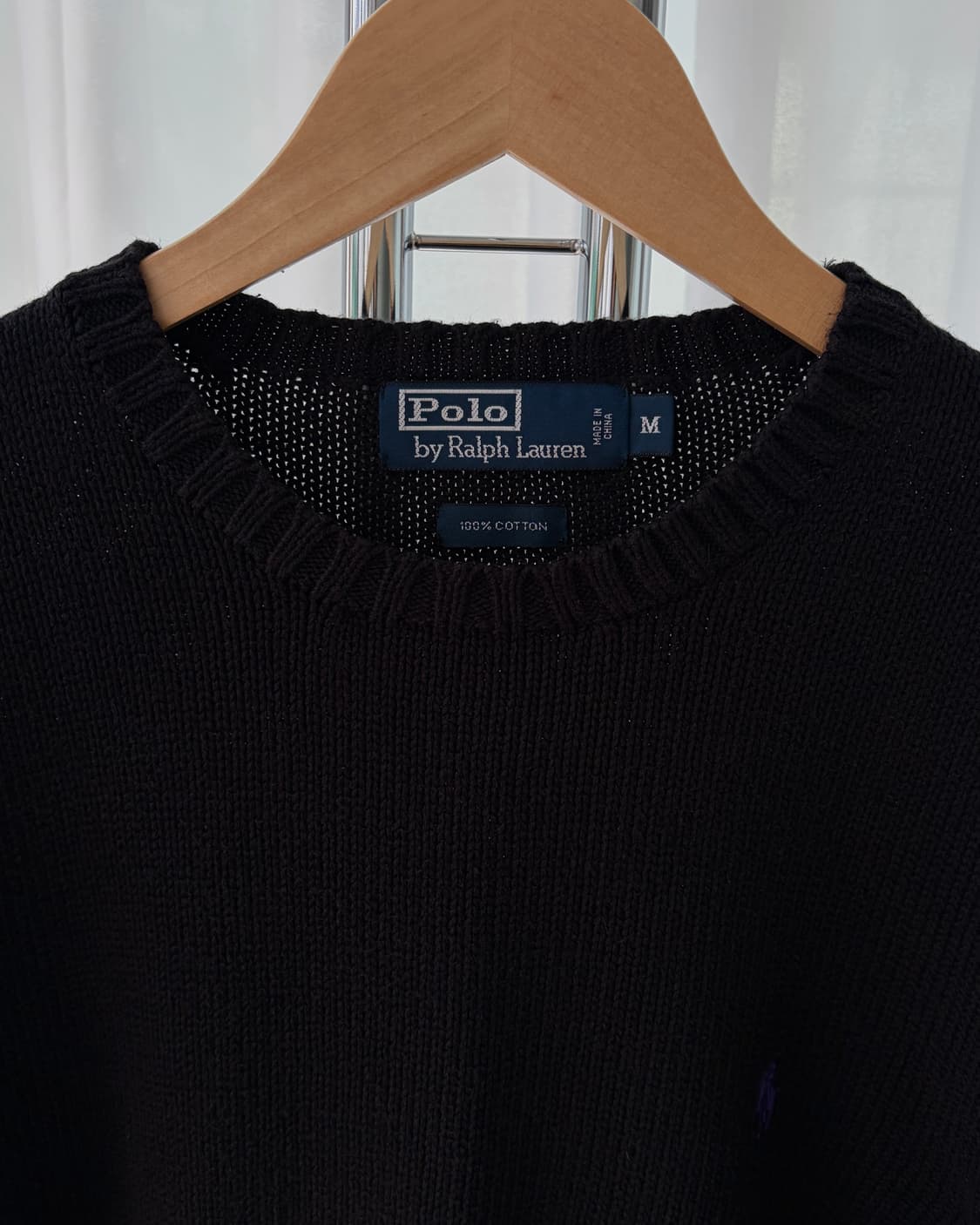 [M]폴로 랄프로렌 블랙 라운드넥 코튼 니트 상품이미지6