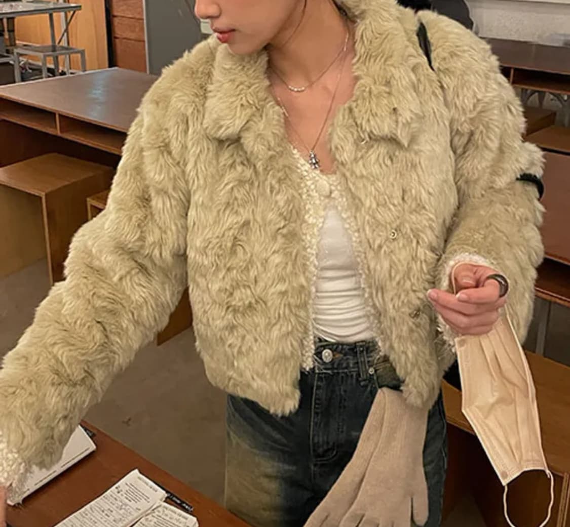 베이지 카라 퍼자켓 상품이미지1