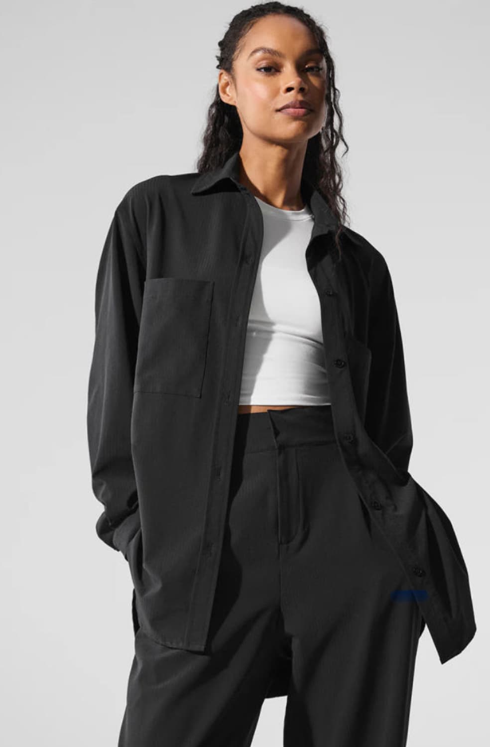 Alo 알로요가 드림 스케이프 버튼 다운 셔츠 블랙 라지 상품이미지8