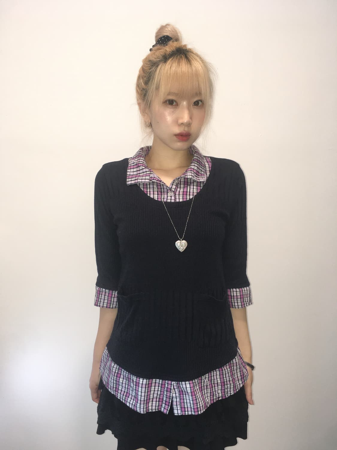 jpn vintage highteen shirts layered knit 상품이미지2