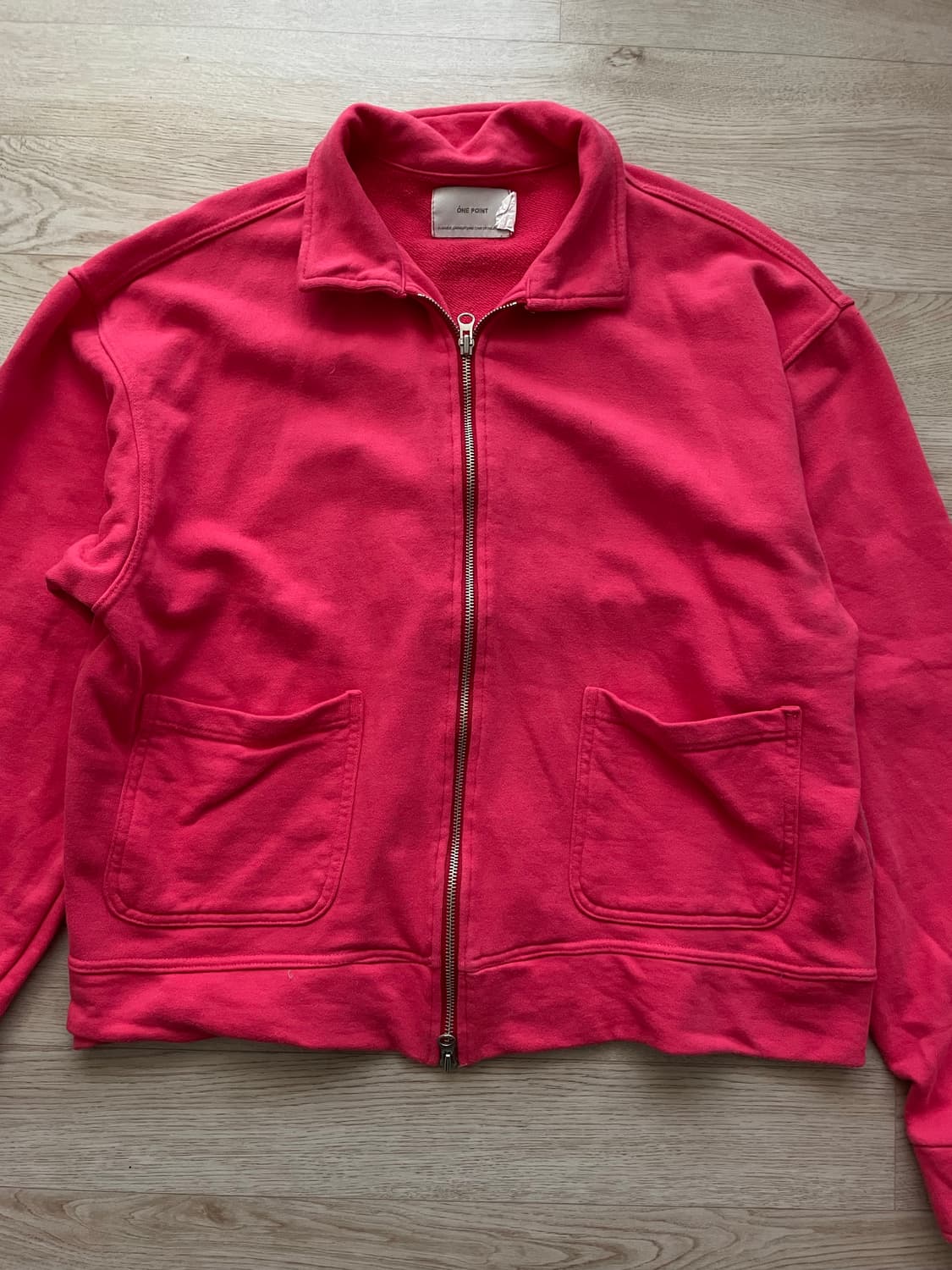 보세 핑크 삼단쭈리 크롭집업 스웨트 상품이미지2