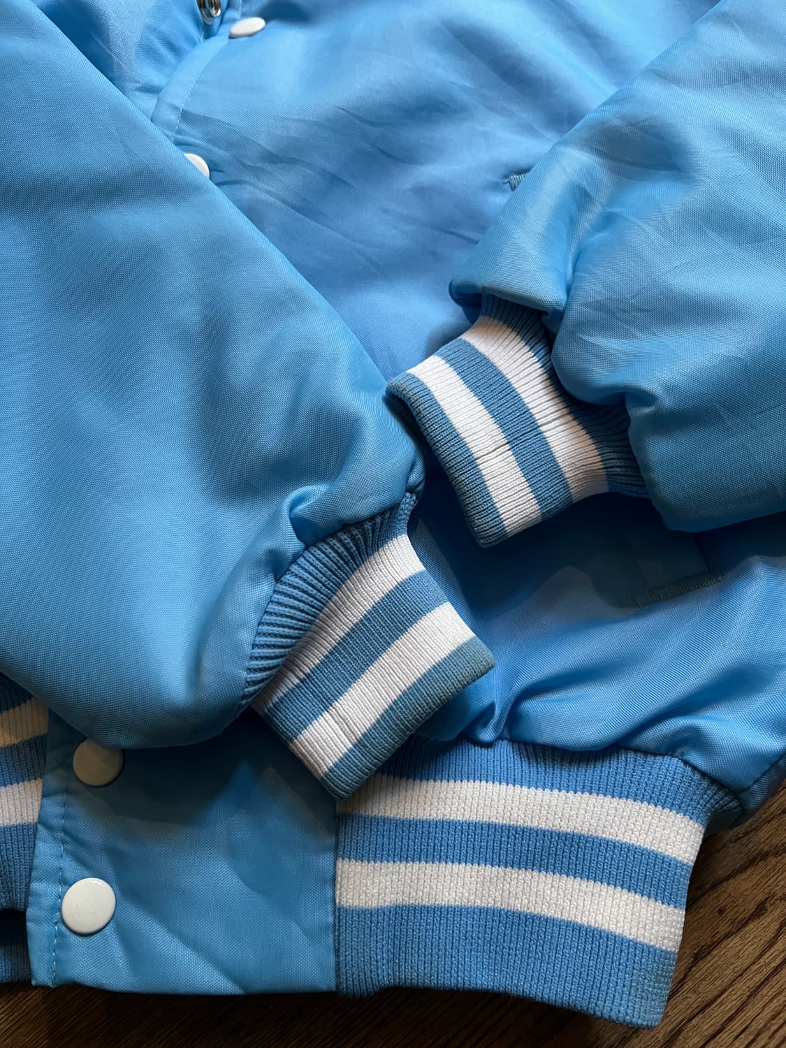 [S]90's Made in USA 퀼팅 라이닝 스카이블루 바시티 자켓 상품이미지6