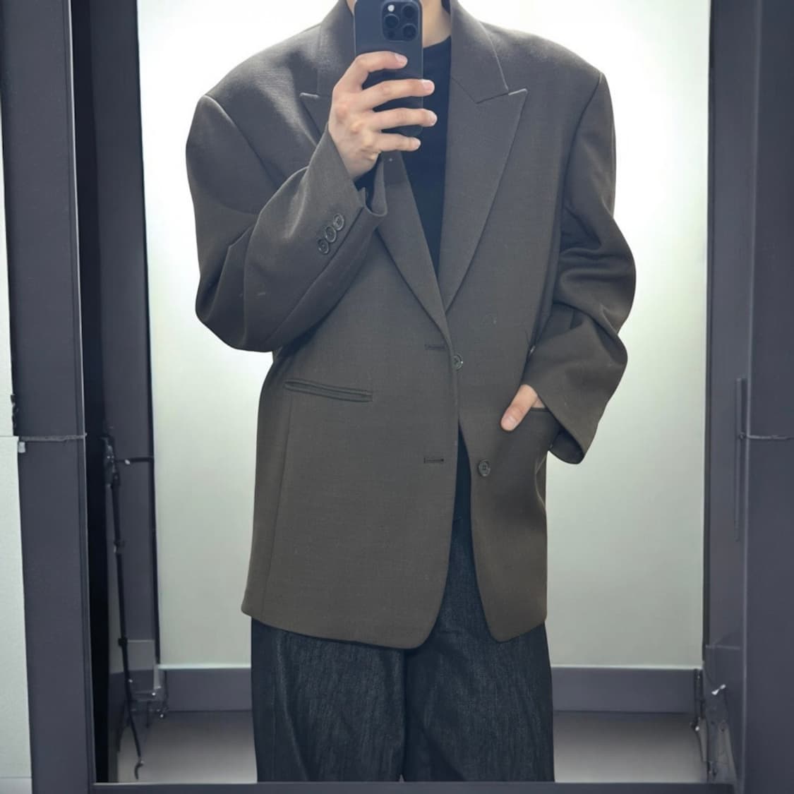 인사일런스 더블 브레스티드 오버핏 브라운 블레이저 상품이미지2