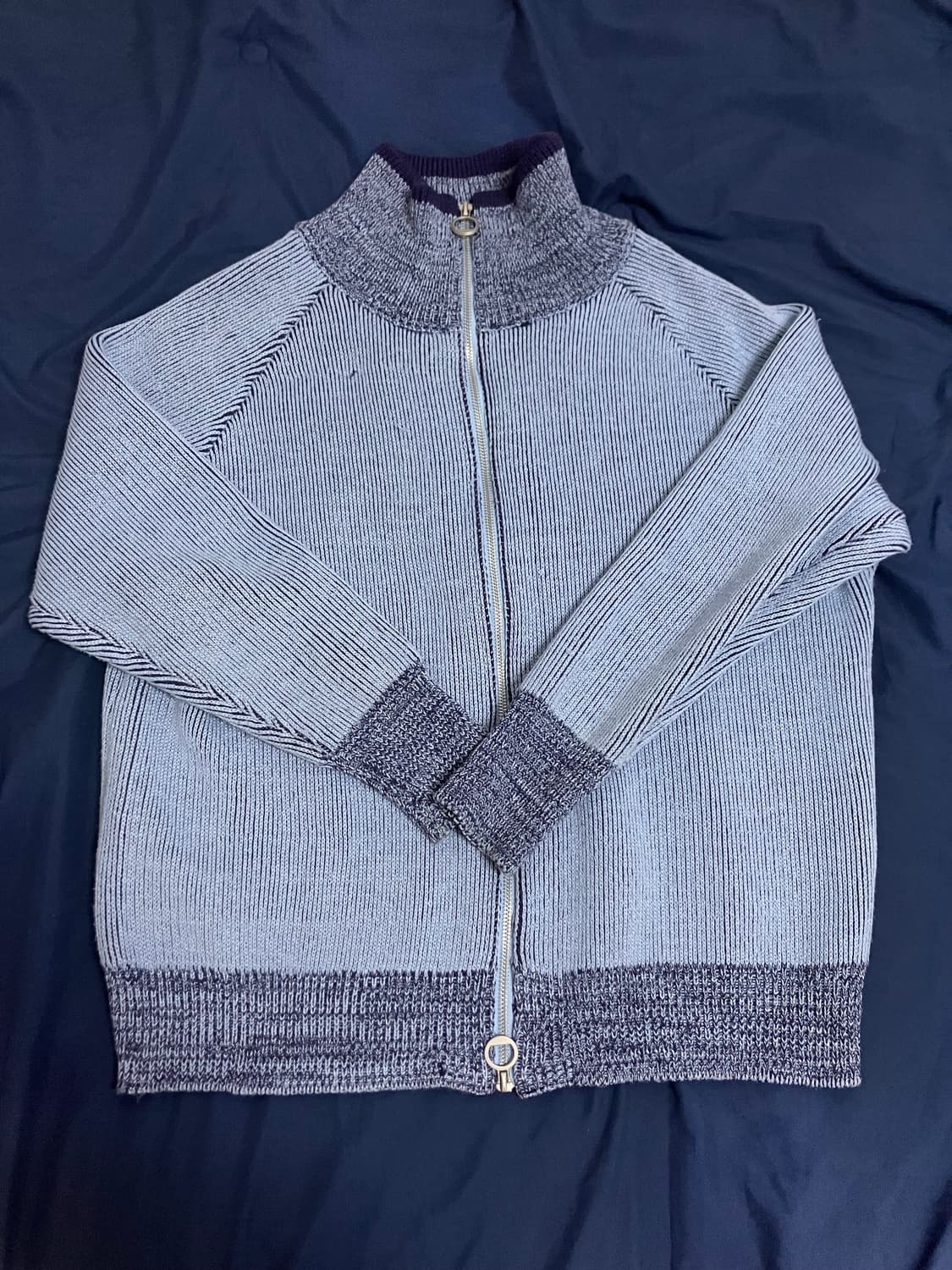 워싱 울 더블 니트 집업 상품이미지2