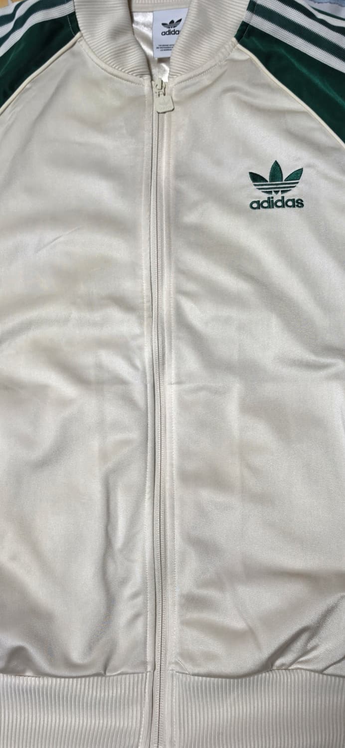 아디다스 아이보리/그린 삼선 트랙탑 XL 상품이미지5