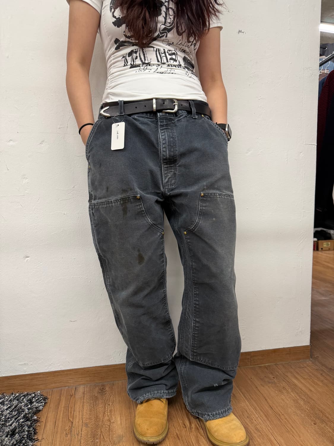 00s 칼하트 더블니 블랙 38x30 상품이미지4