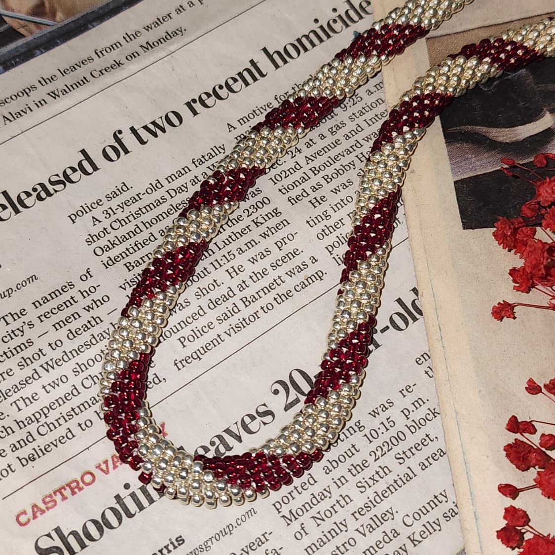 90s 프랑스 빈티지 목걸이 크로셰 비즈 로프 목걸이 엔틱 쥬얼리 상품이미지5