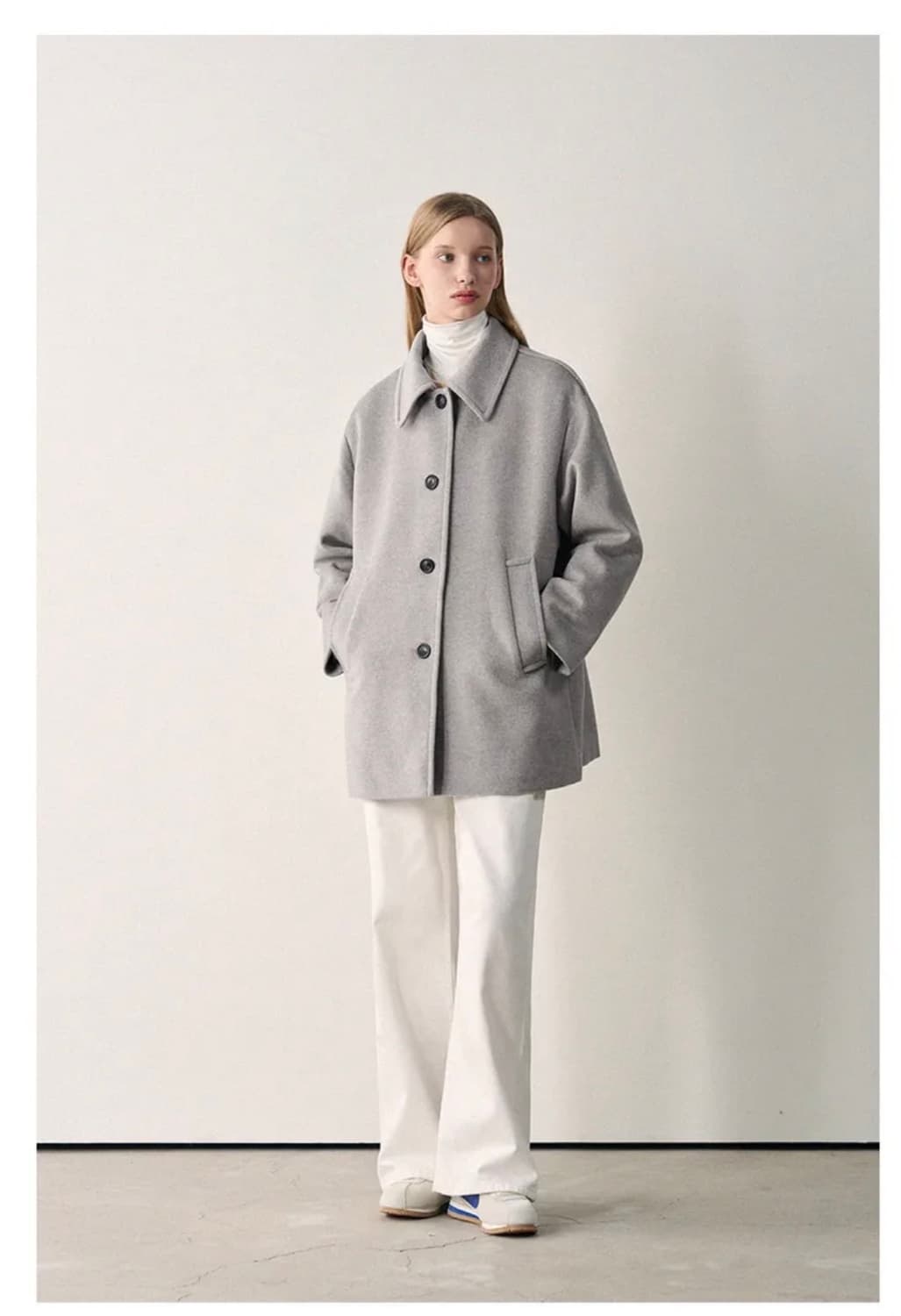 (S) 드로우핏 우먼 소프트 울 캐시미어 오버사이즈 하프 코트 판매 상품이미지5