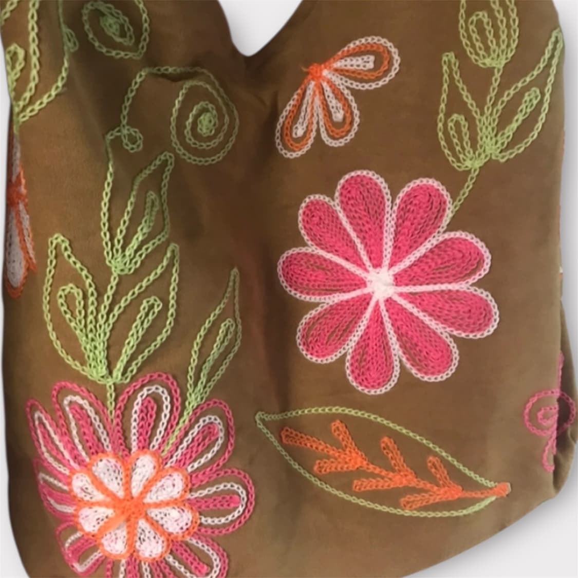 스웨이드 느낌 플라워 자수 숄더백  상품이미지4