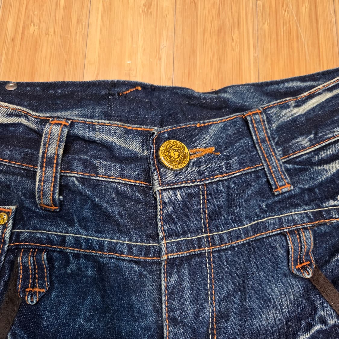 JPN Y2K 레드페퍼 백레터링 워싱 부츠컷 데님 팬츠 (30in) 상품이미지5