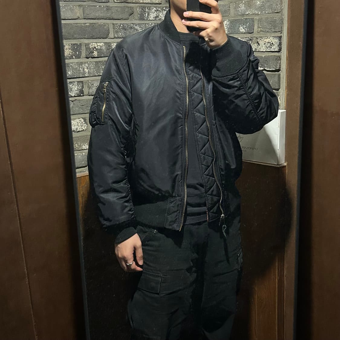 M) 알파인더스트리 MA-1 마원 항공점퍼 블랙 레귤러핏 상품이미지7