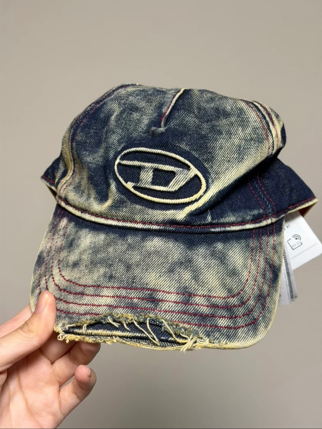 디젤 세이몬 데님 베이스볼 캡 블루 화이트 (사이즈1) 상품이미지1