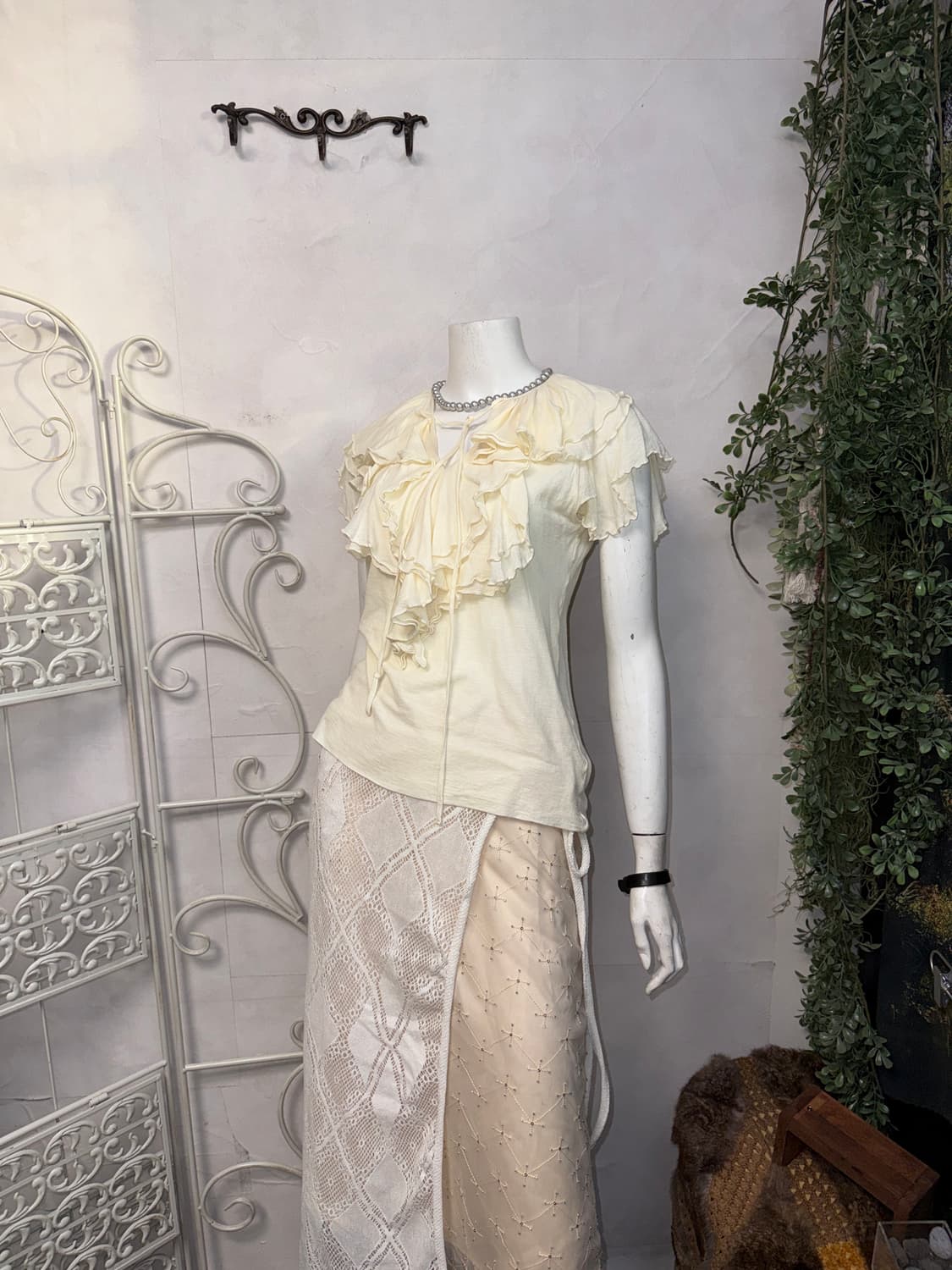 Ralph Lauren ivory ruffle cotton blouse 상품이미지6