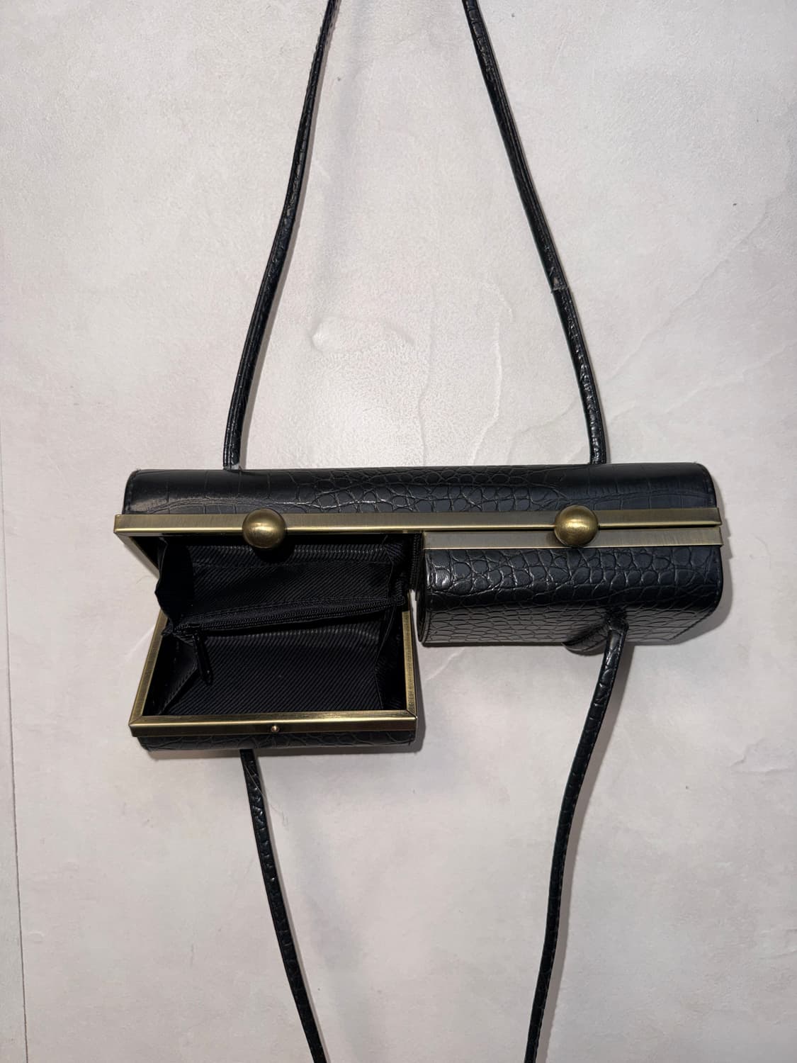 Black python double pocket mini 숄더백 상품이미지4