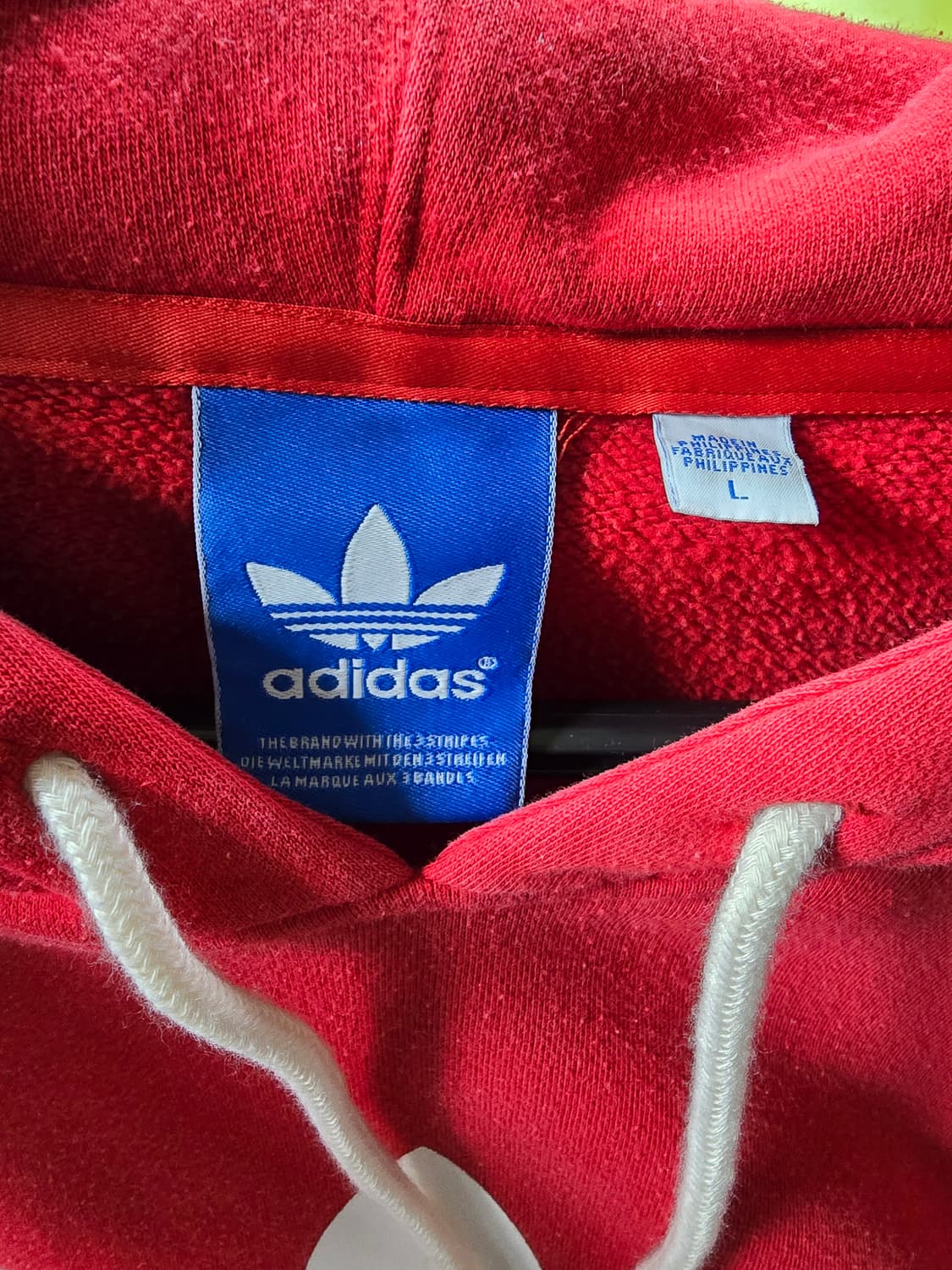 아디다스 빨간색 기모 트레포일 후드티 (1303) 상품이미지3