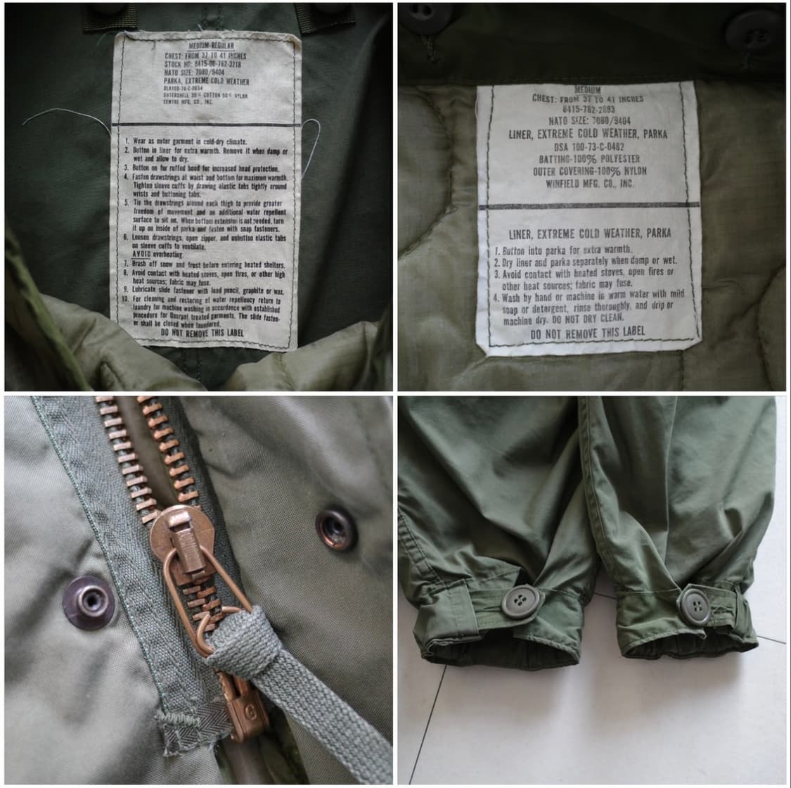 78년산 미군 오리지널 M65 피쉬테일 파카 개파카 M 내피포함 상품이미지3