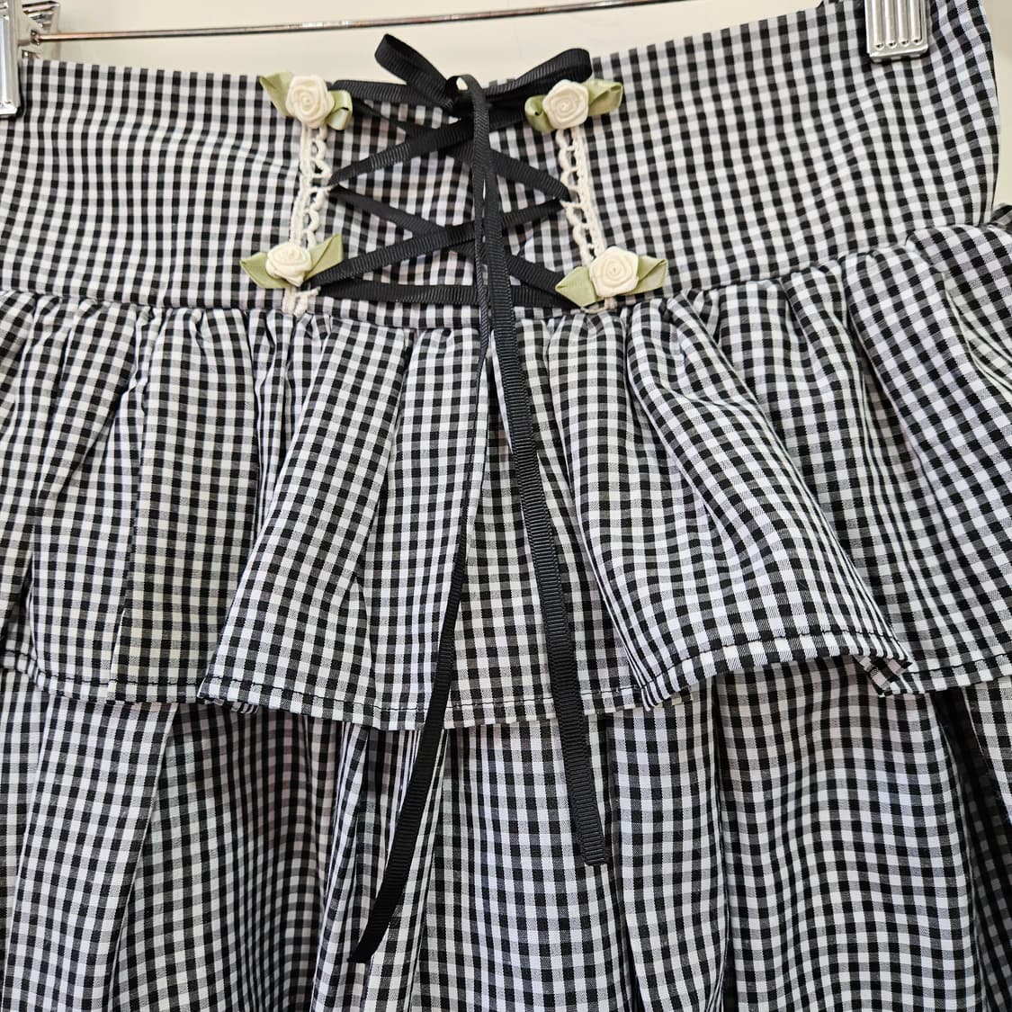 디어리(Deary) 깅엄 체크 프릴 스커트 상품이미지3