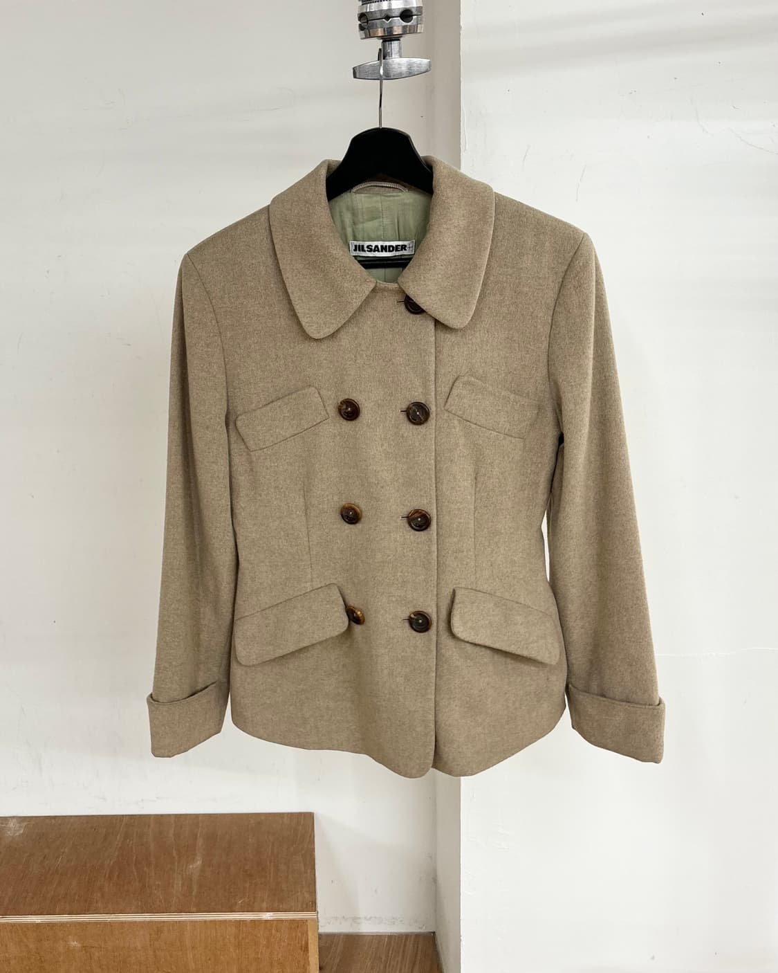 질샌더 베이지 더블 브레스티드 울코트 상품이미지1