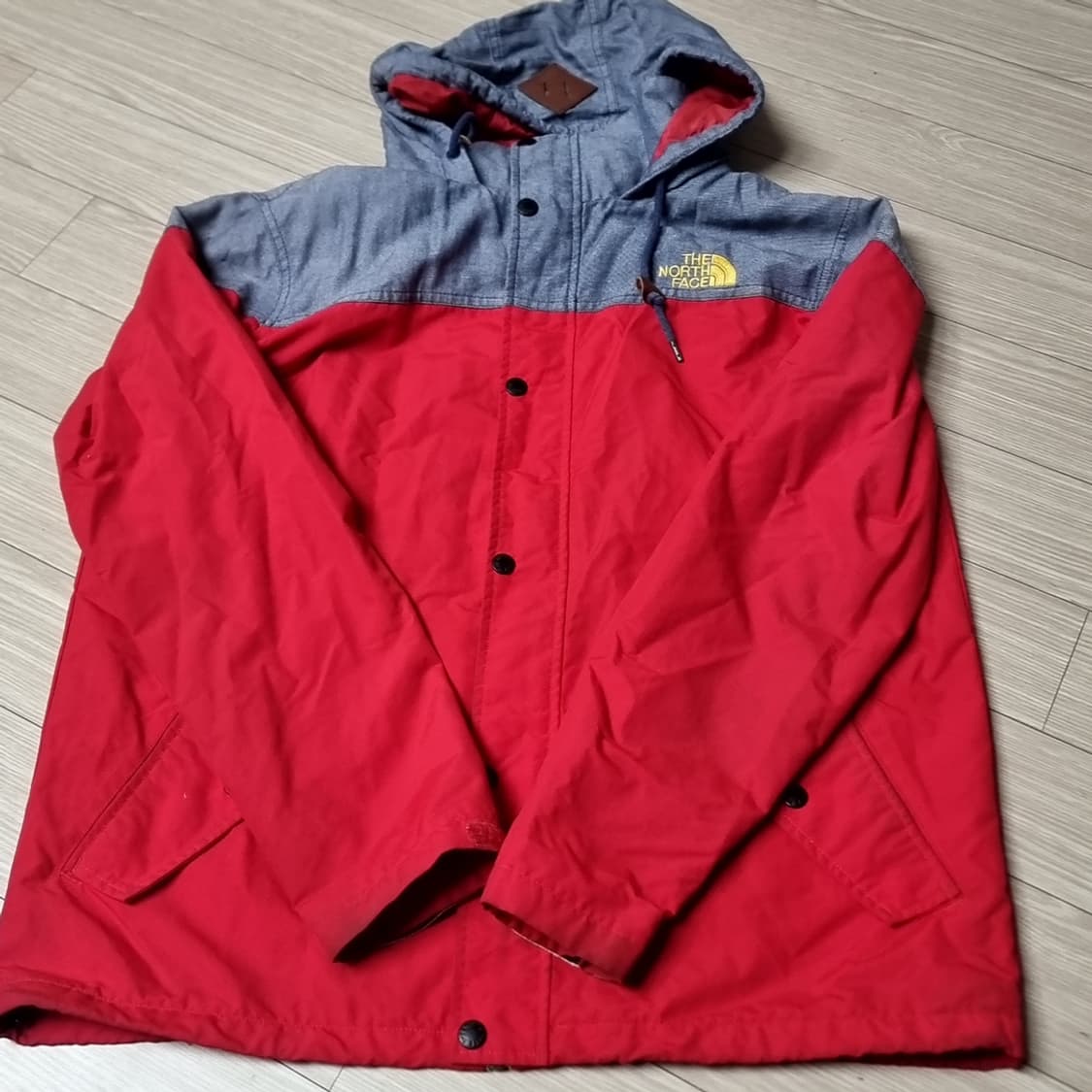 90s 빈티지 노스페이스 등산자켓 회색/레드(100) 상품이미지8
