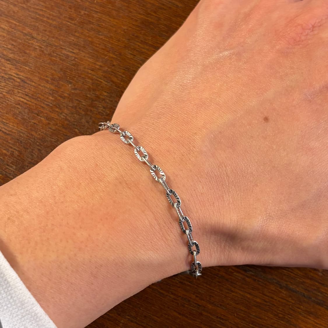 새상품 신주 실버코팅 각인 체인 팔찌 상품이미지1