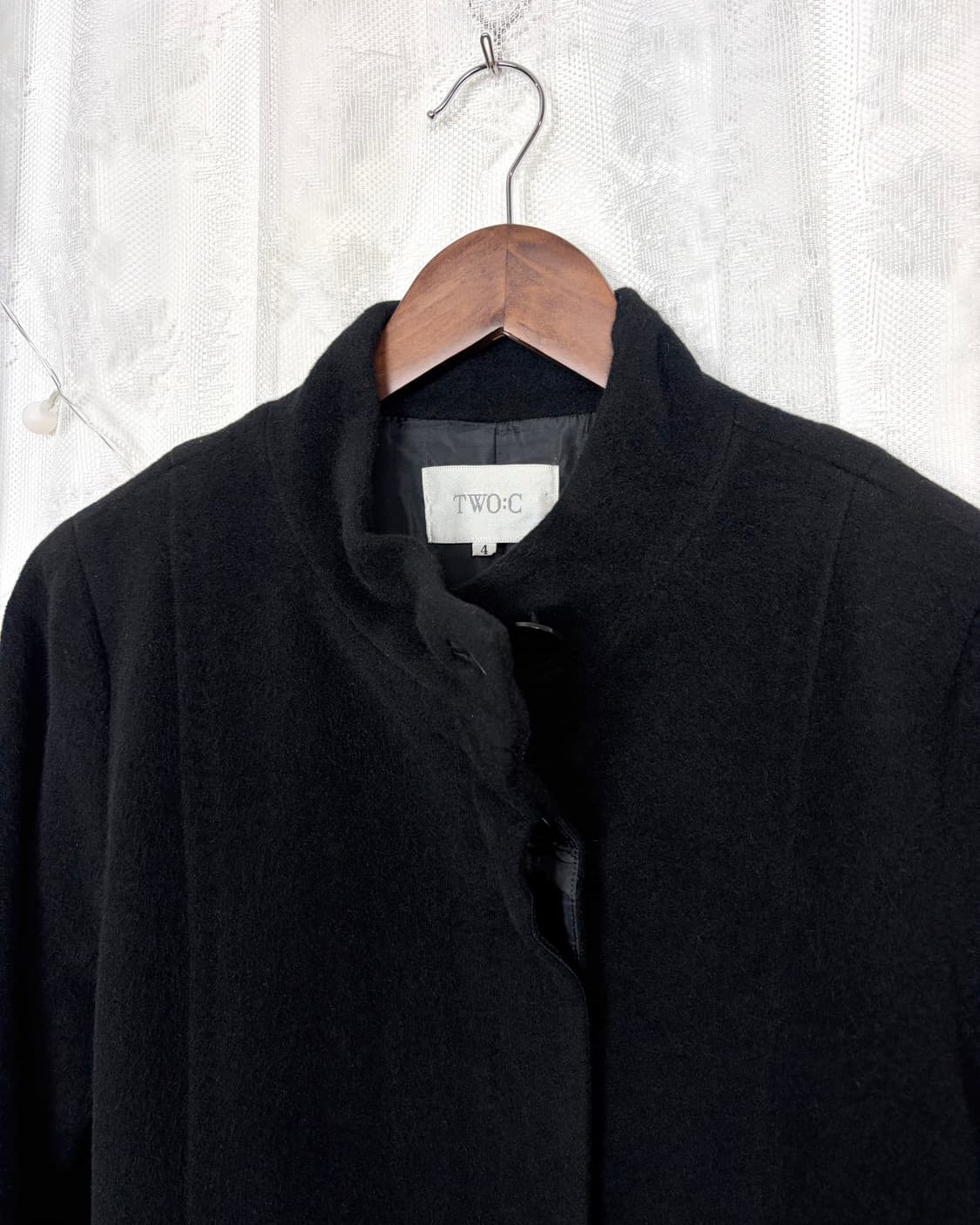 Black angora wool single coat 상품이미지6