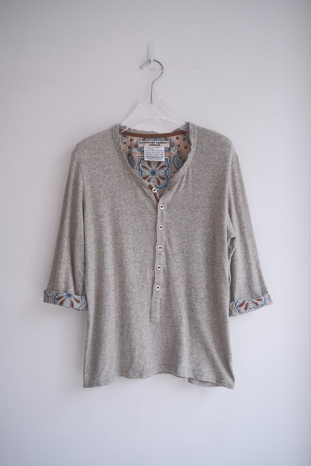 Paisley lining Henley neck top 상품이미지5