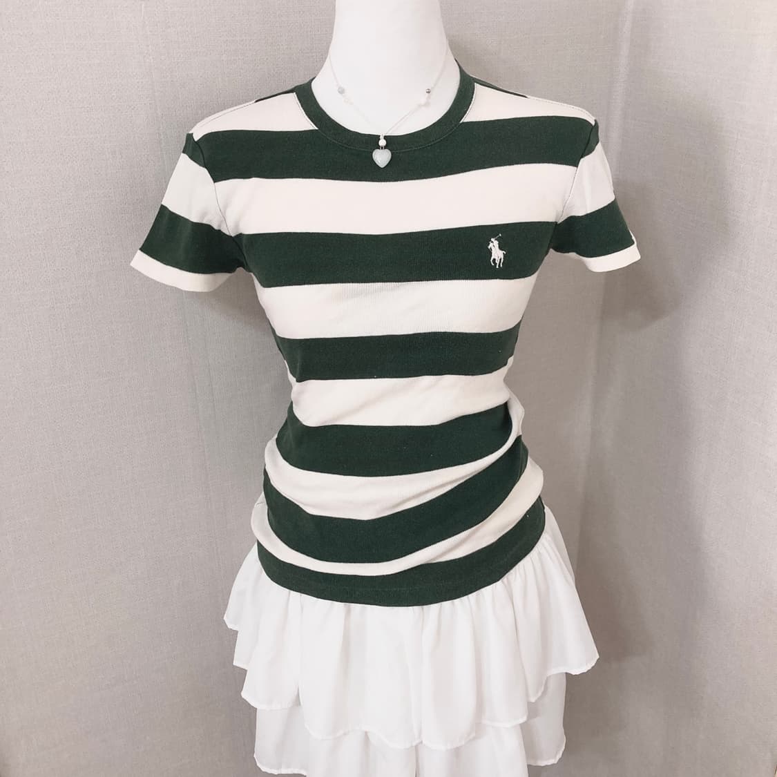 폴로 카키 스트라이프 티셔츠 XS 상품이미지1