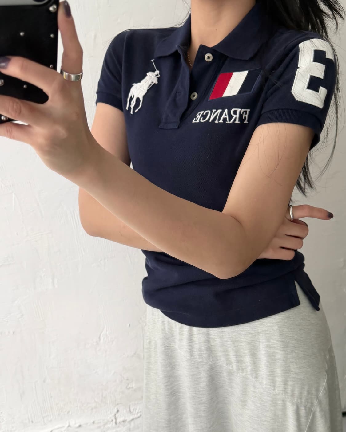 Polo 랄프로렌 우먼 빅포니 프랑스 네이비컬러 스키니핏 PK 카라티셔츠 상품이미지7