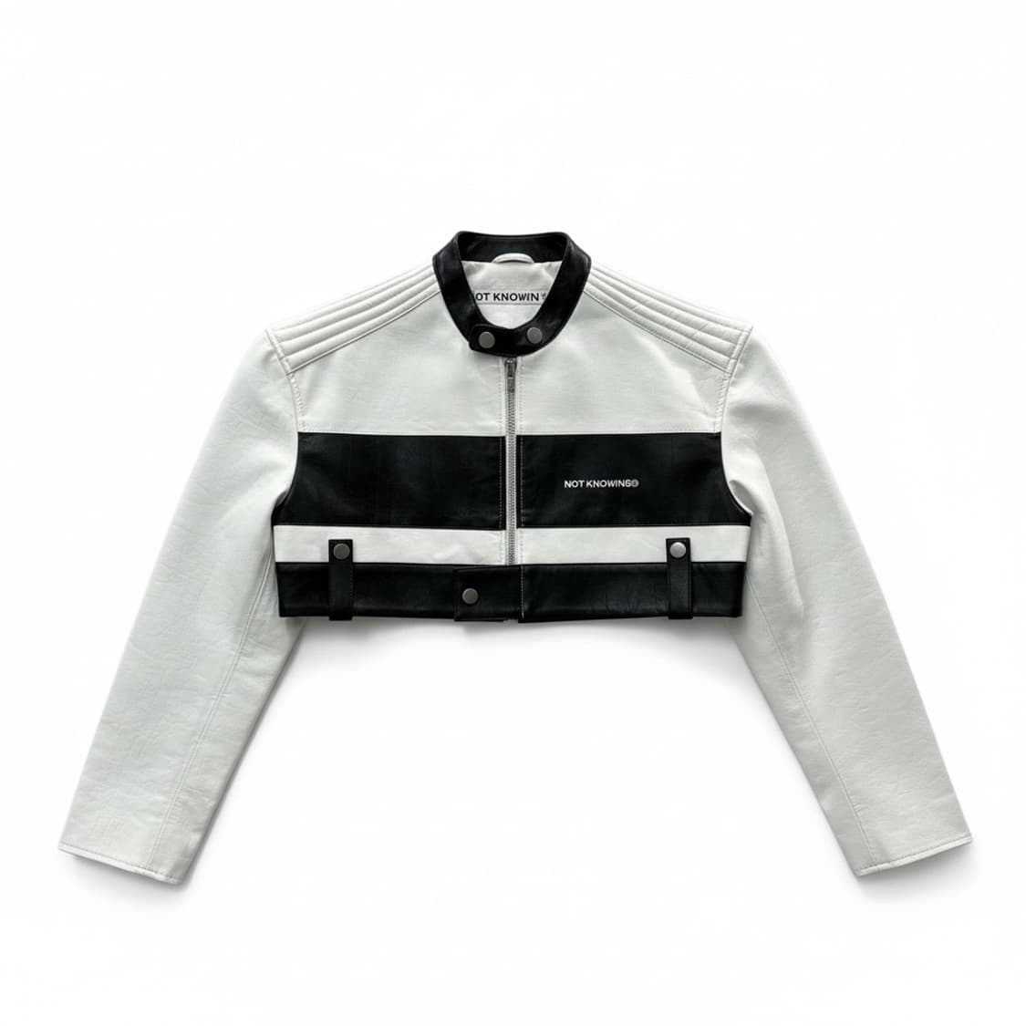 낫노잉 크롭 레이싱 레더 자켓 상품이미지1