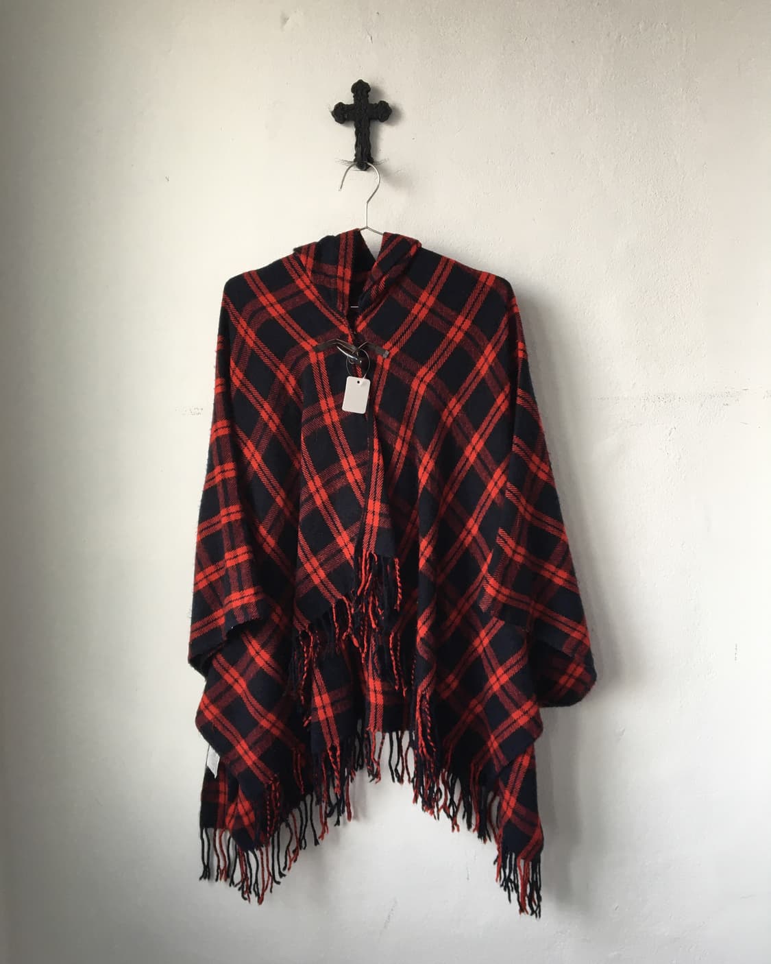 Check pattern hood knit cape 상품이미지2