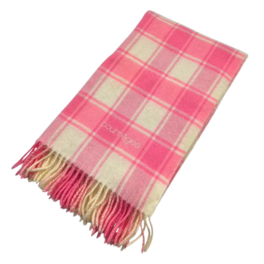 90s 꾸레쥬 핑크 타탄 울 블랭킷&머플러 상품이미지1