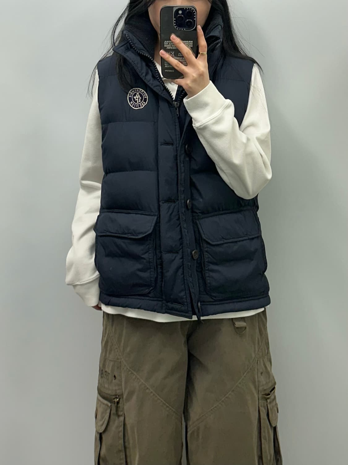 아베크롬비 자수로고 네이비 조끼패딩  상품이미지1