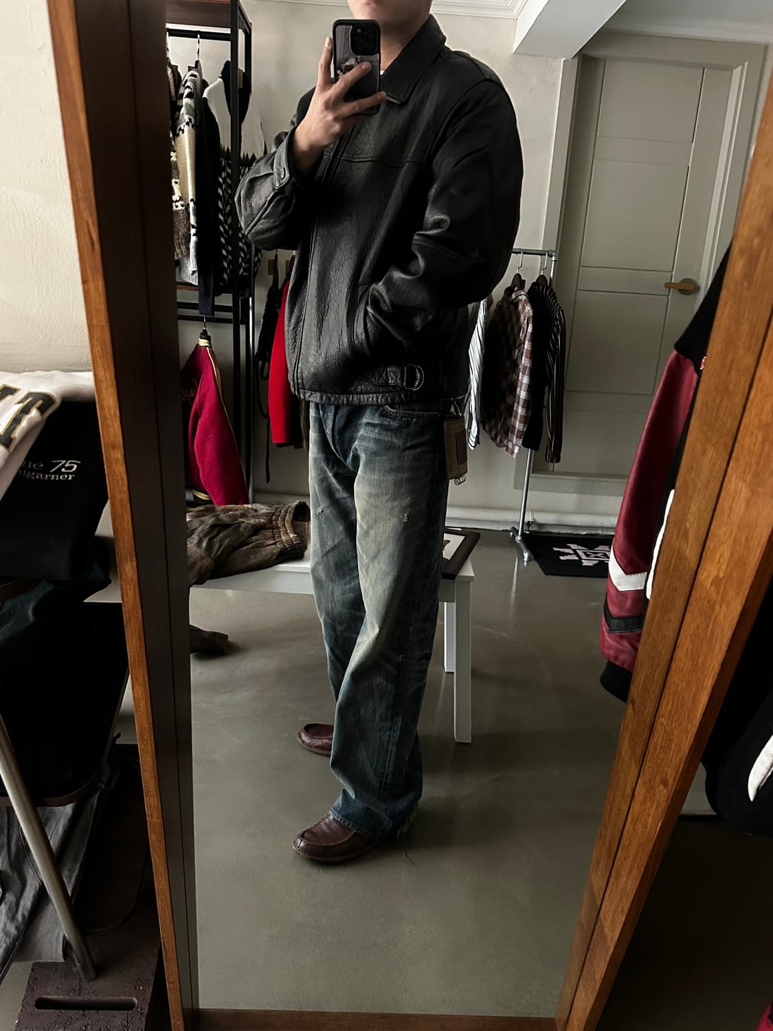 클래식 와이드 레더 자켓 상품이미지3