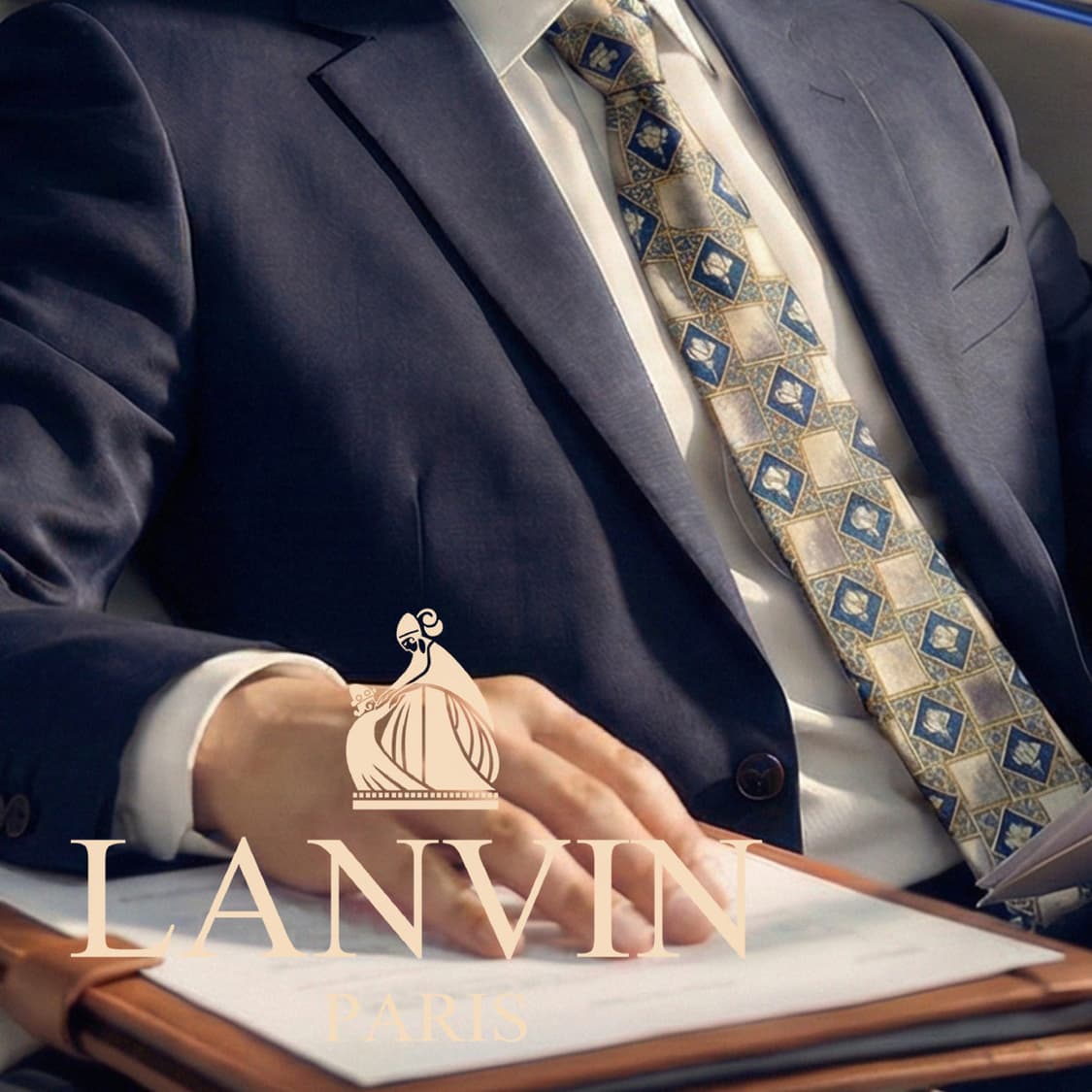 랑방 실크 기하 플라워 패턴 넥타이 9.2cm B등급 A19553 상품이미지1