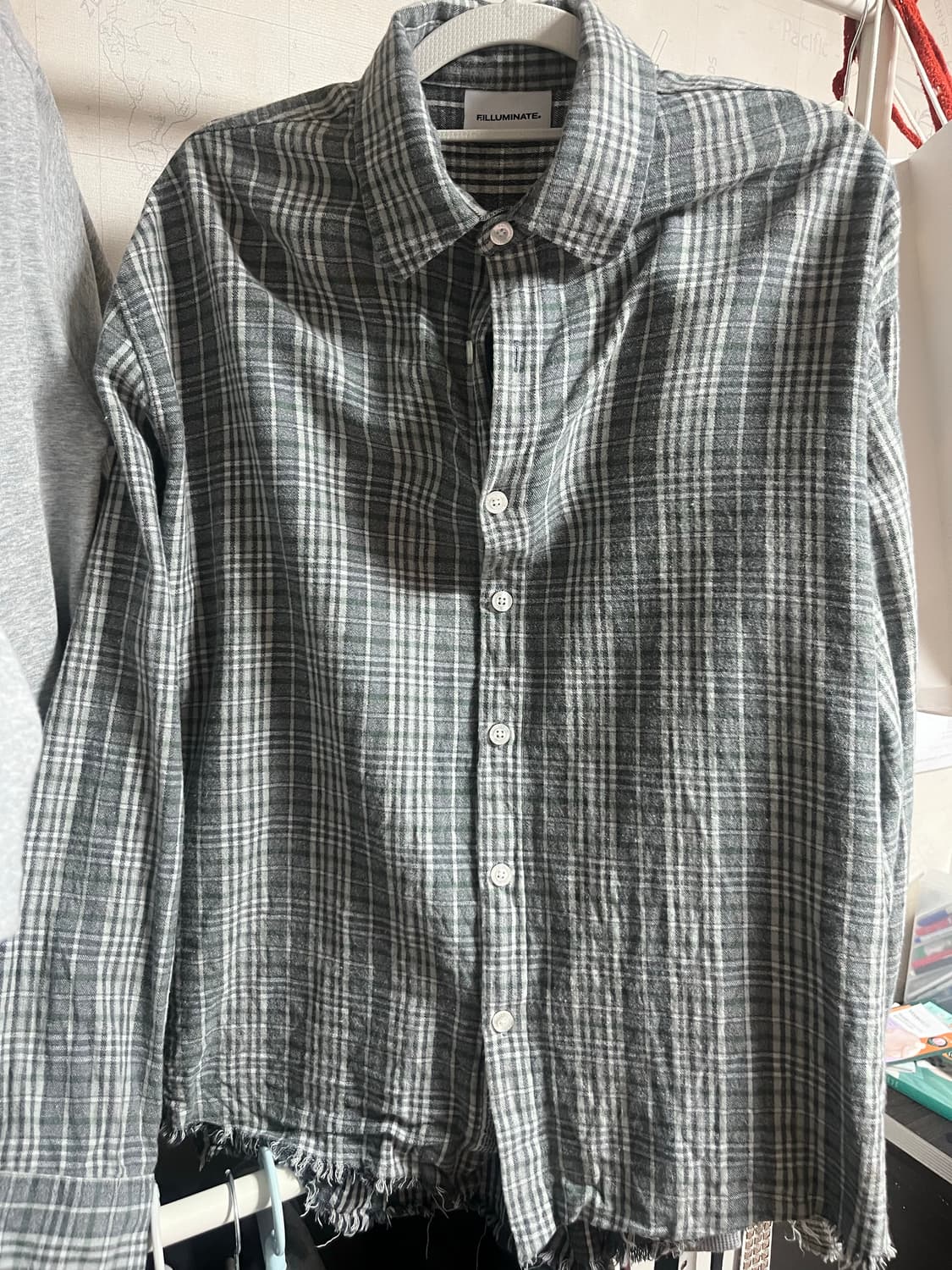 필루미네이트 긱 데미지 체크 셔츠-그레이 상품이미지3