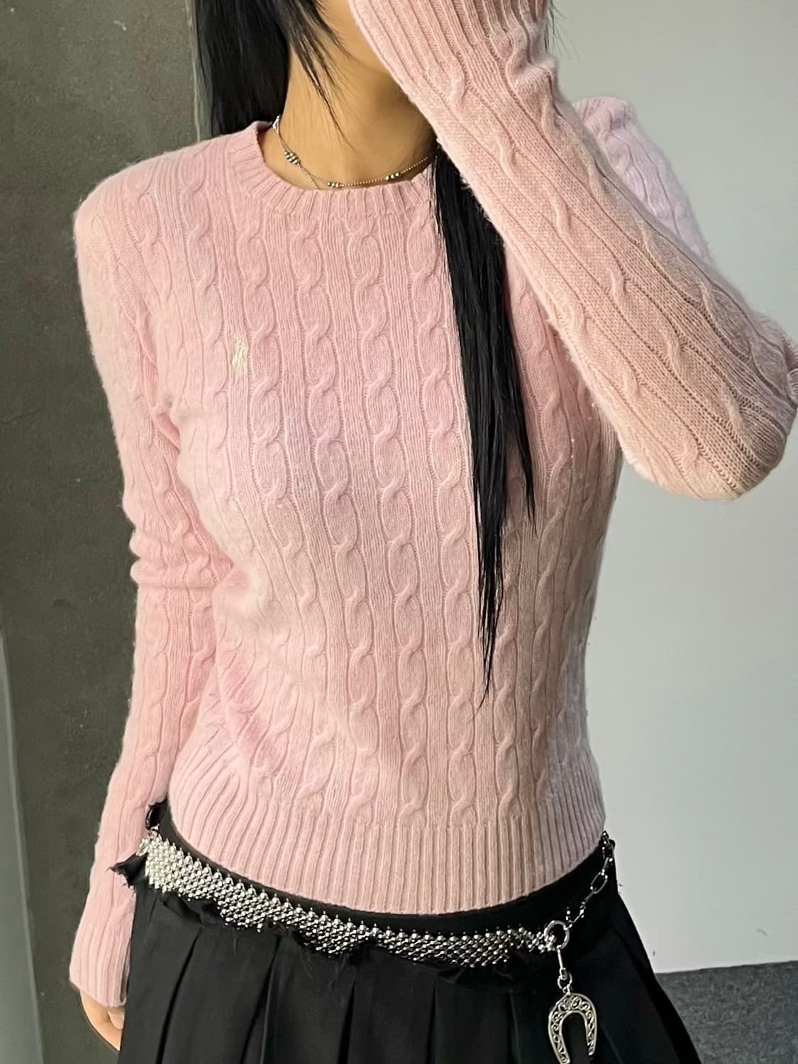 폴로 랄프 로렌 핑크 케이블 스웨터 상품이미지1