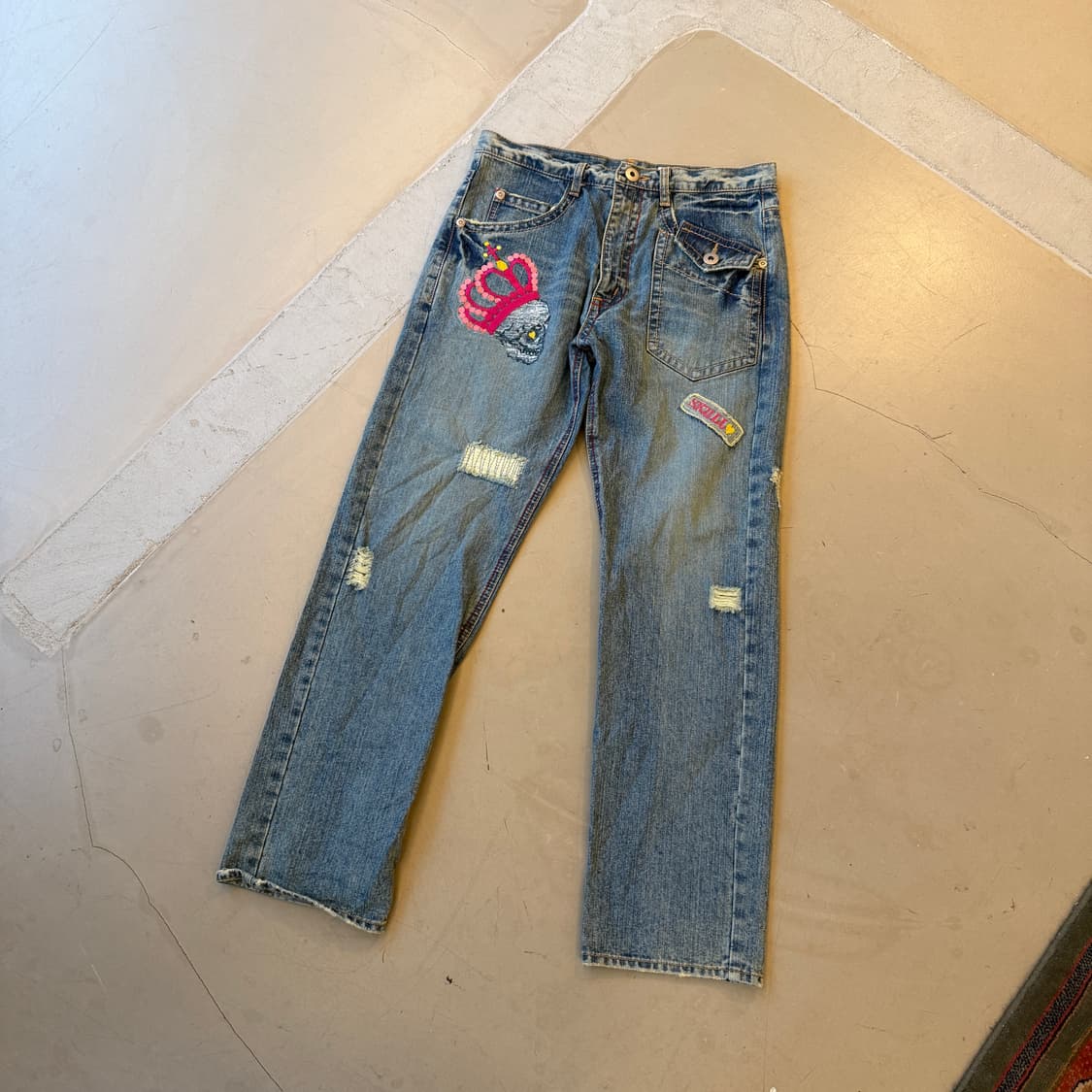 jpn 크라운 스컬 데님 팬츠 상품이미지2
