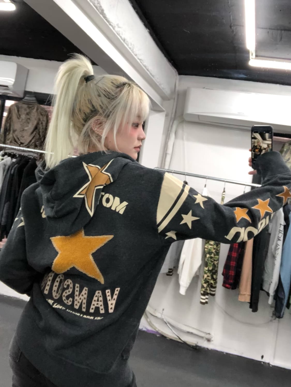 밴슨 레더 스타 패치 후드집업 상품이미지8