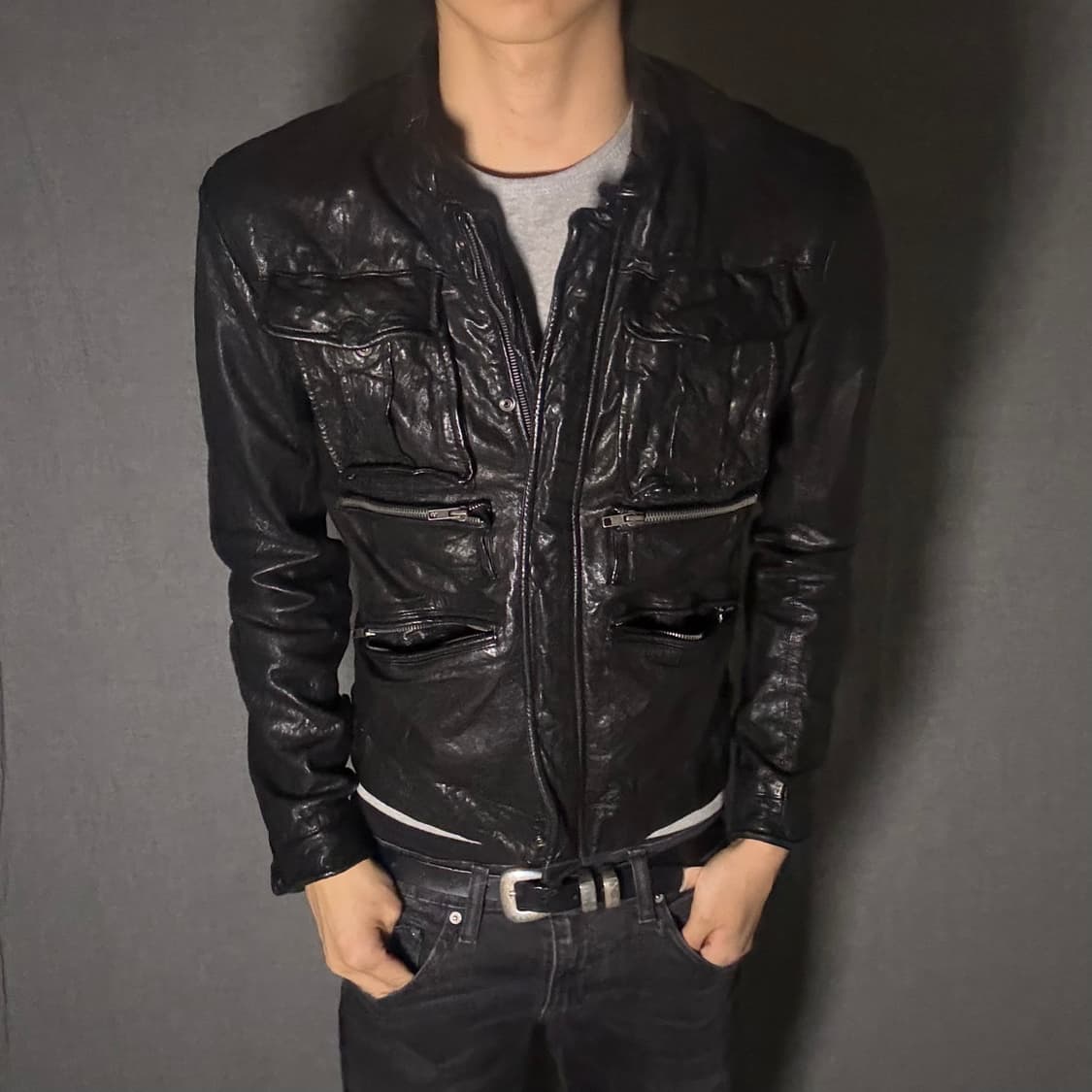 lamb skin pocket leather jacket 상품이미지2