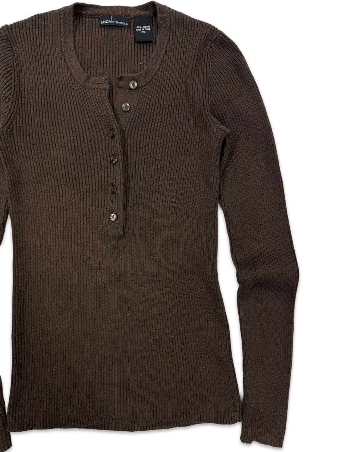 빈티지 브라운 하프 단추 레이어드 니트 상품이미지2