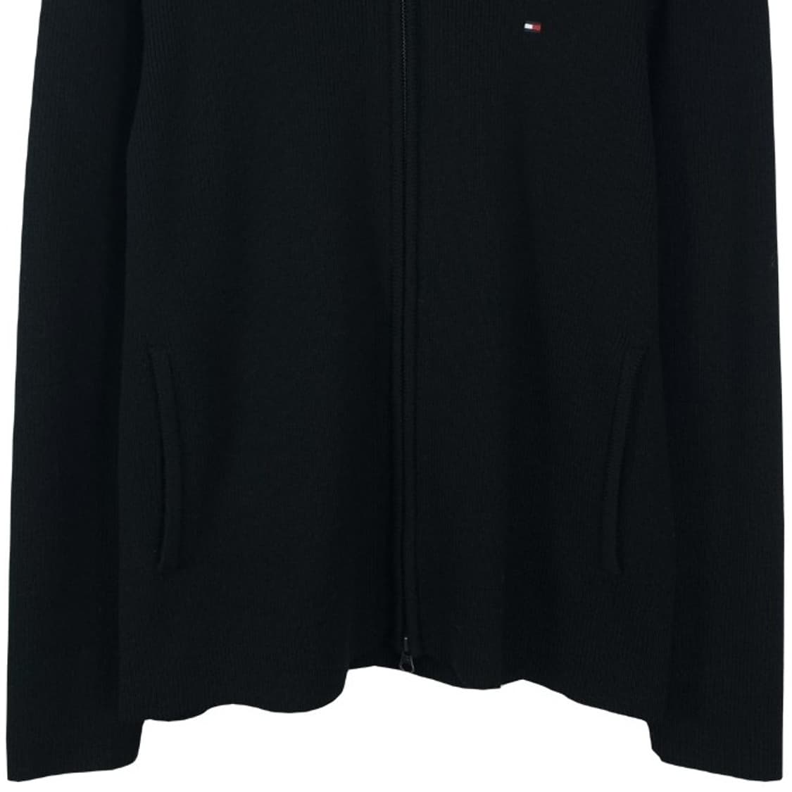 [타미힐피거] 로고 자수 니트 집업 가디건 블랙 M18639 상품이미지5