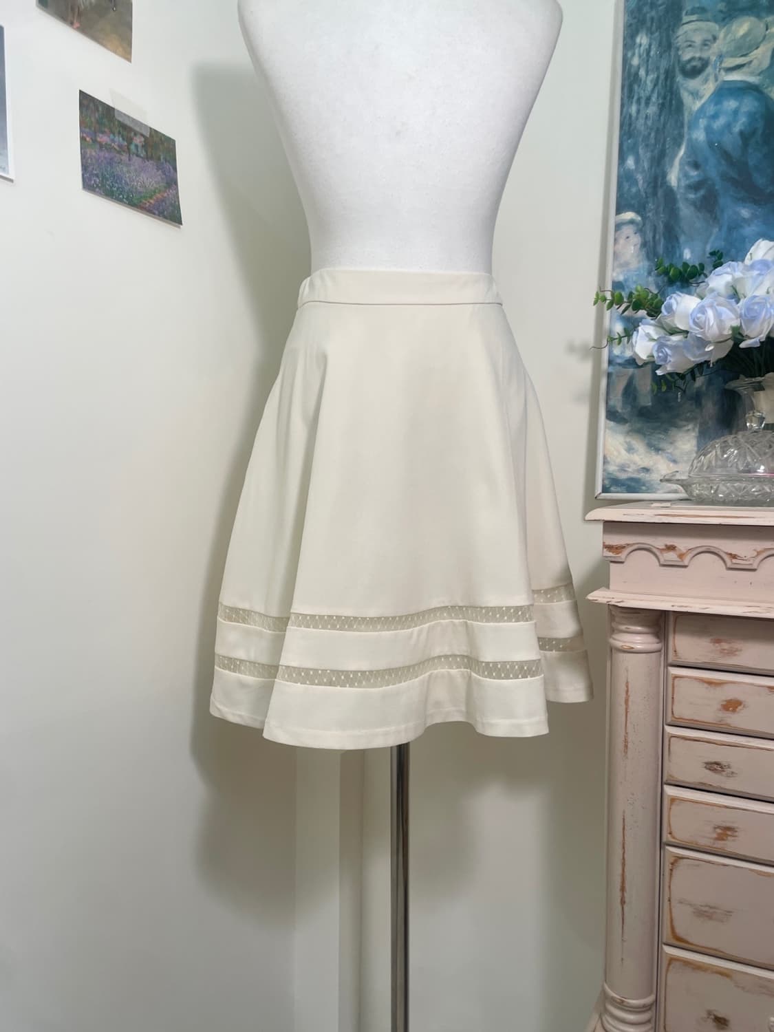 CECIL MCBEE ivory lace trim midi skirt 상품이미지4