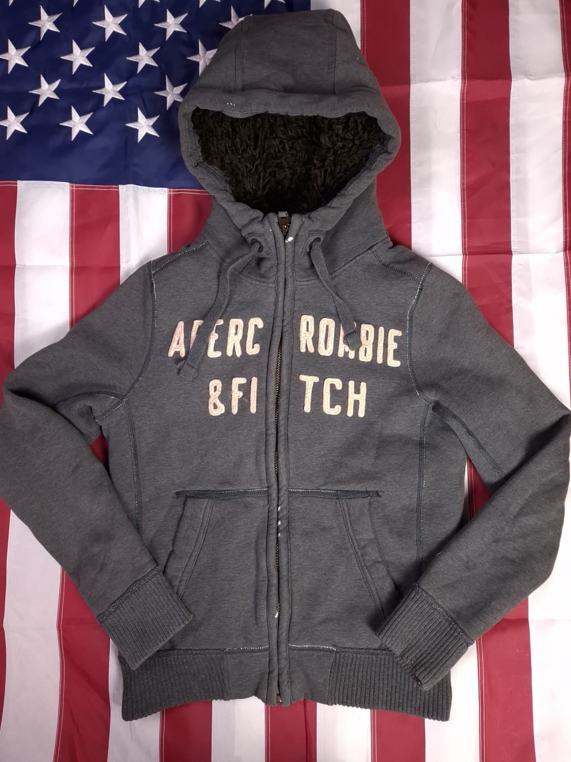 오리지날 아베크롬비 양털 울프죠 후드 집업 상품이미지2